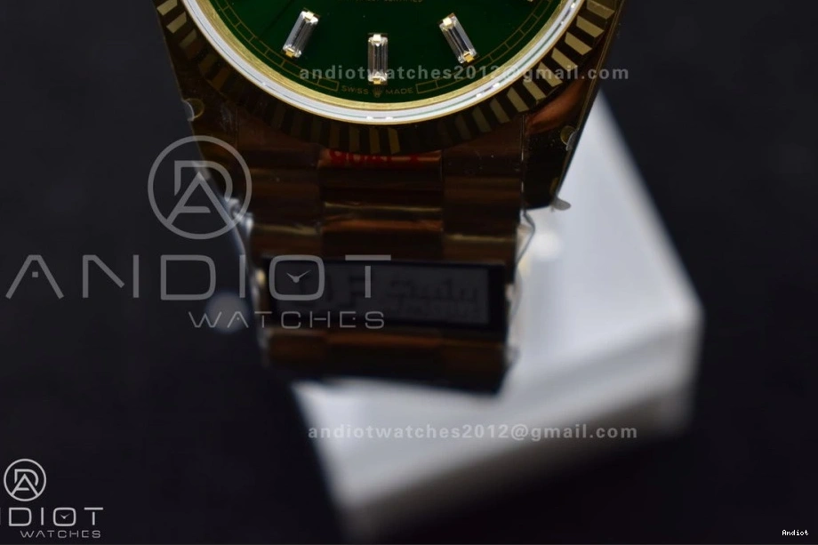 DayDate Steel YG 904L President Edition (Gain V5 on Stick with Green Bracelet Weight) Diamond vr3255 Best 36 QF Dial 0323